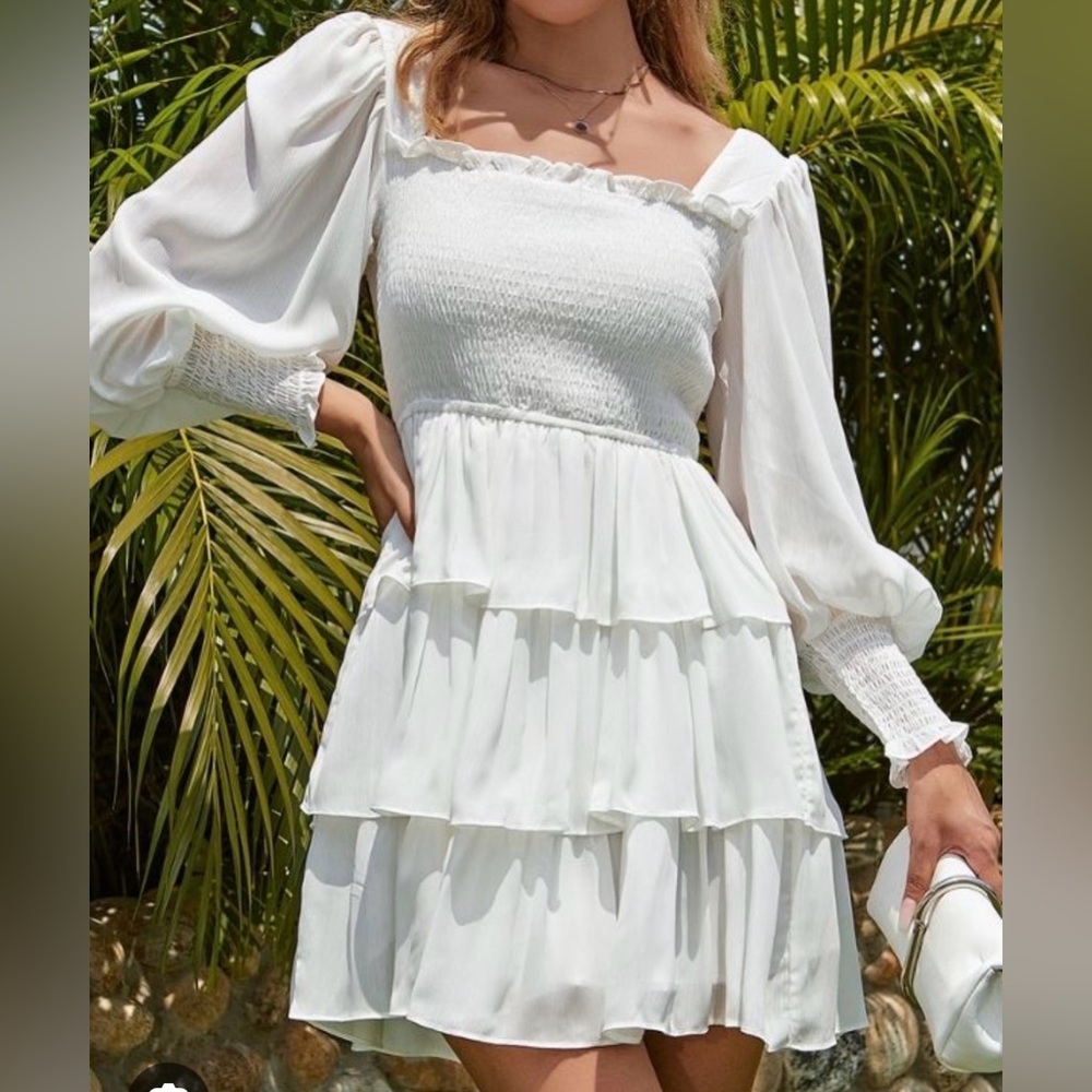Elegant White Tiered Dress